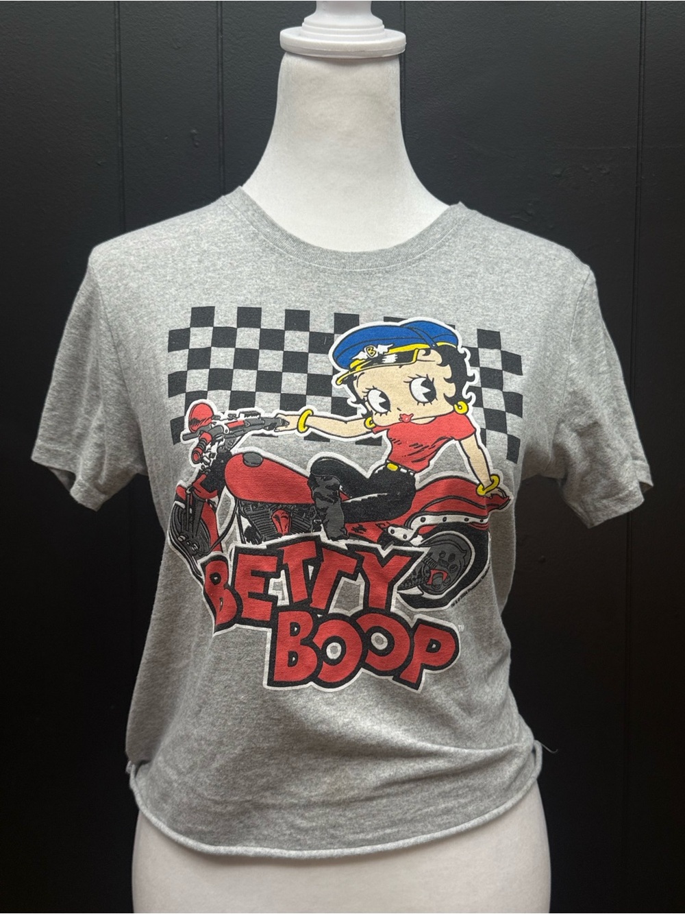 Betty Boop Graphic Tee - Grey with Red Accent